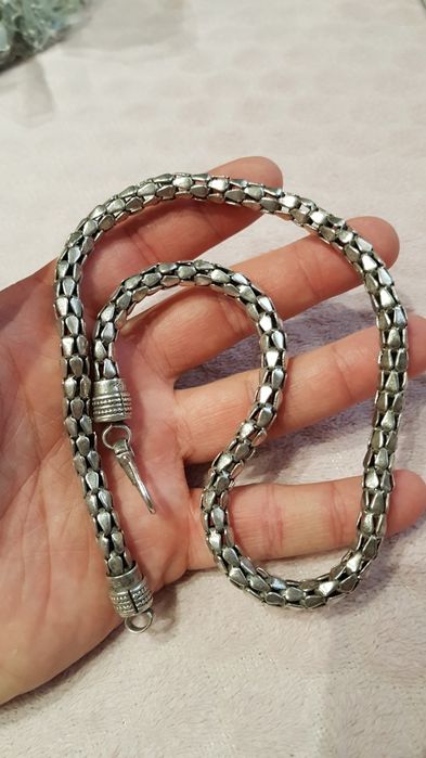 Superb lant argint masiv vintage 925 impletit sarpe,stare foarte buna