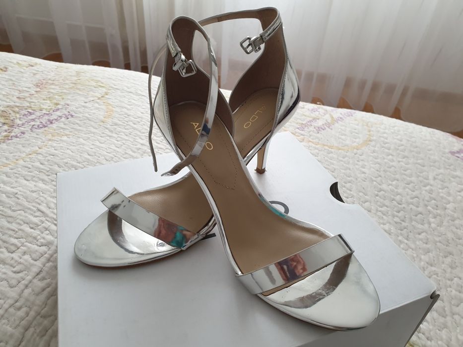 Aldo sandale dama argintiu, argintii + geanta, plic argintiu