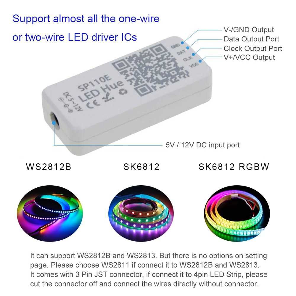 Controler RGB banda LED digitala/adresabila SP110E Bluetooth