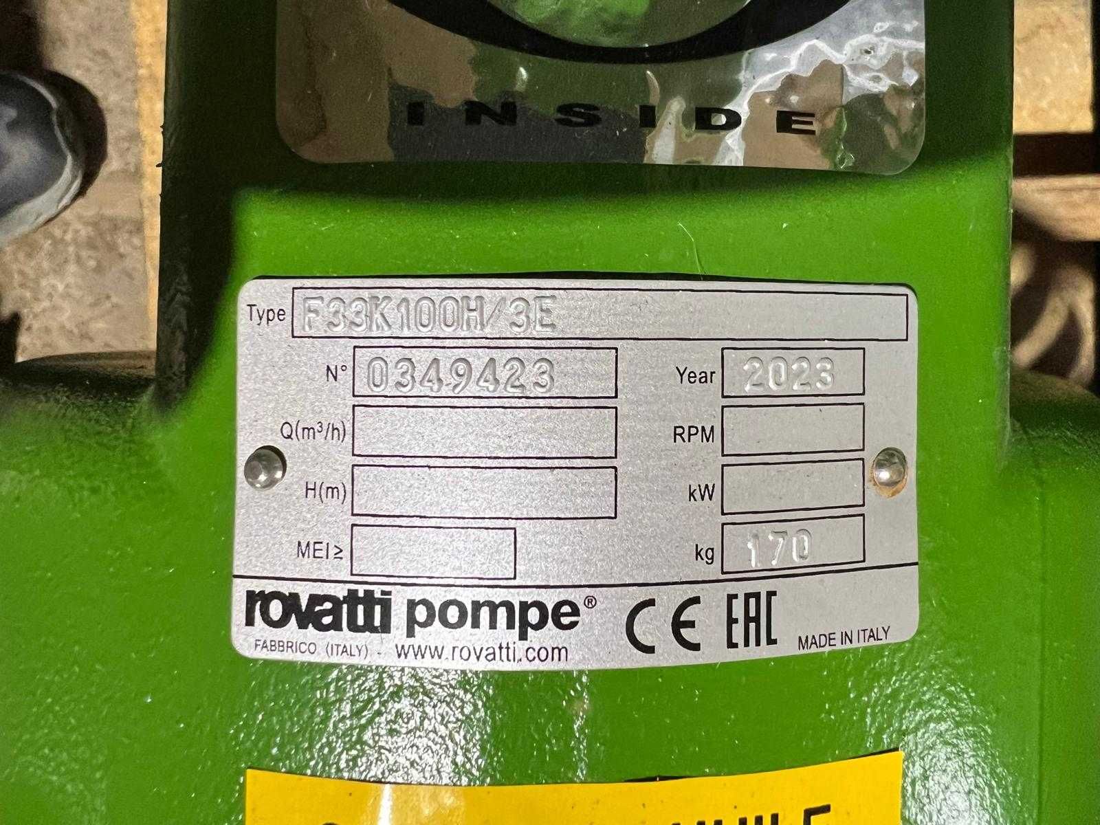 Pompa Rovatti F33K100/3E - ( pt motoare 60-110 Hp ) Noua -an 2023