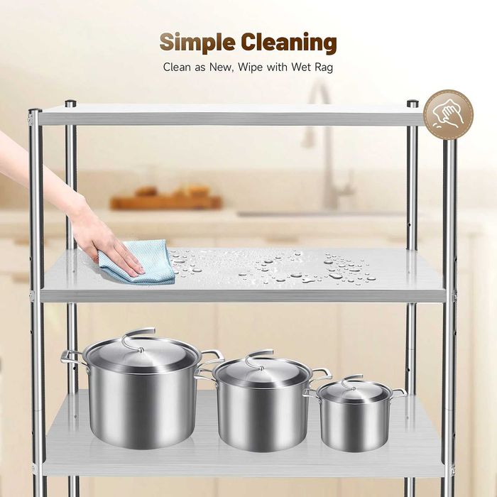 Raft de depozitare inox de bucatatie  4 polite 118x47x152cm