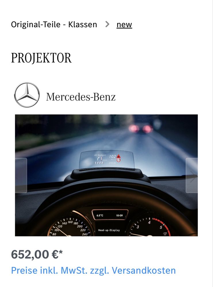 Оригинален Head up дисплей за Mercedes w166