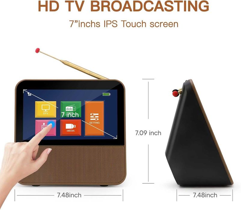 Преносим телевизор- мултимедия HassoKon, DVB-T2 , DAB+, FM, USB, акум