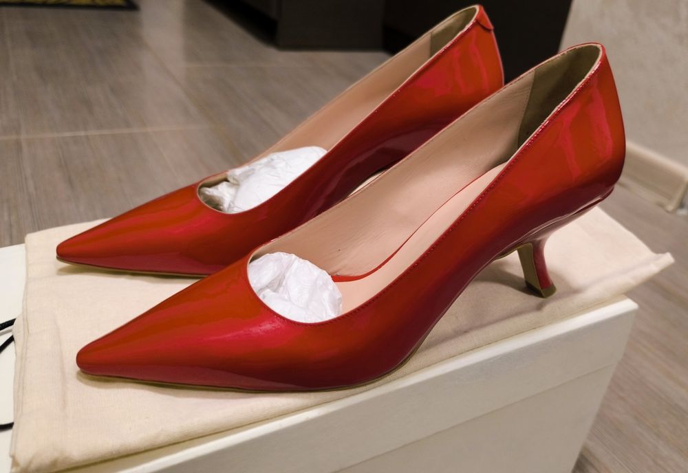 Дамски червени обувки естествена кожа