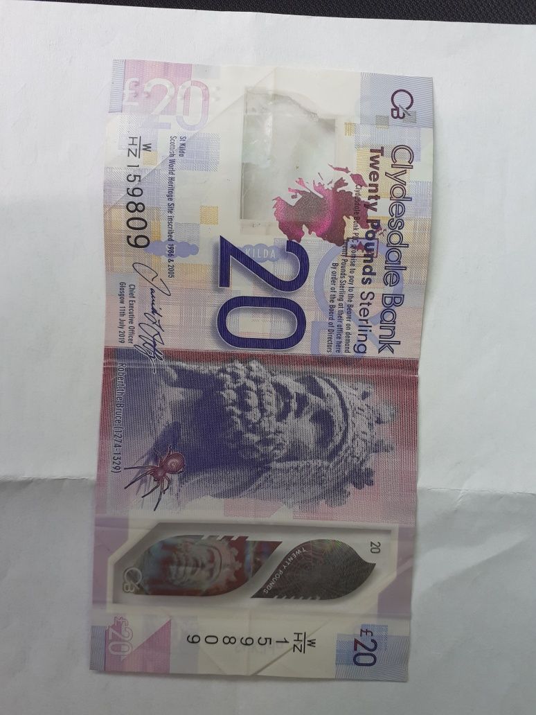 Vand bancnotă 20 lire scotiene