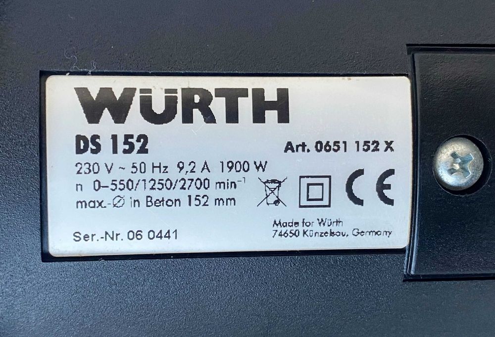 Wurth DS 152 - Диамантено-пробивна машина 1900W