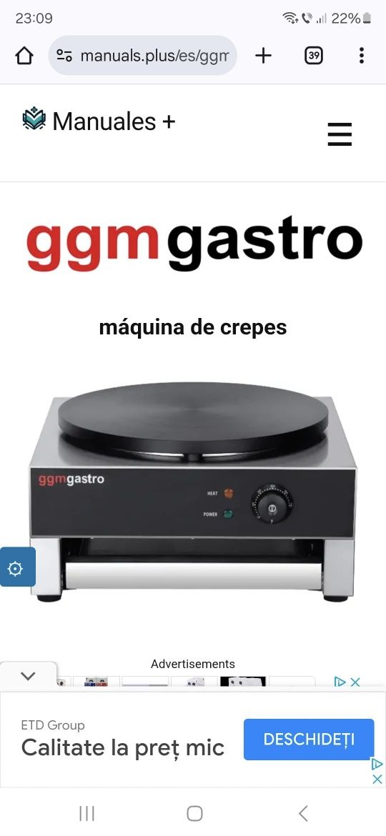 Vând crepiera profesională GGM Gastro – aproape nouă