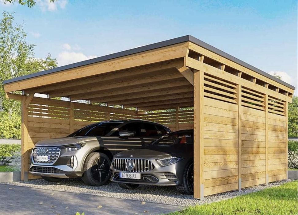 Vand Carport auto din metal sau din lemn la preturi avantajose