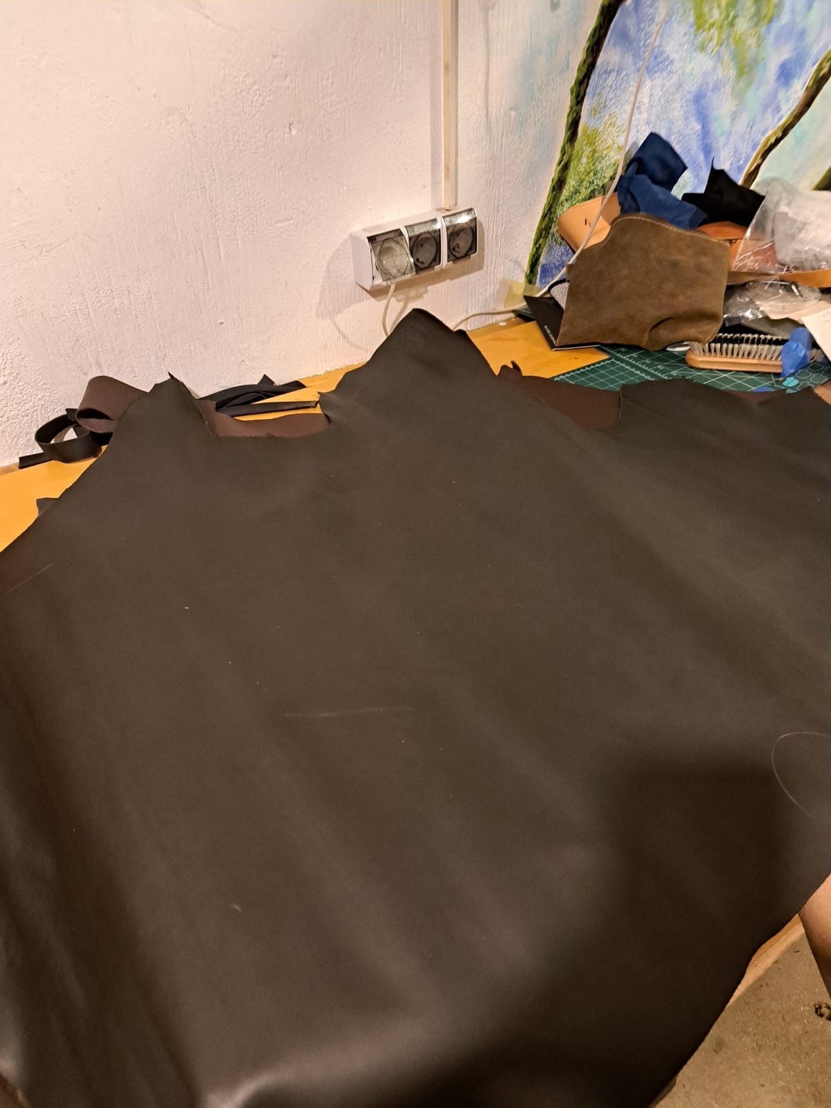 Piele naturala tabacita, la metru, marochinarie, leather handmade