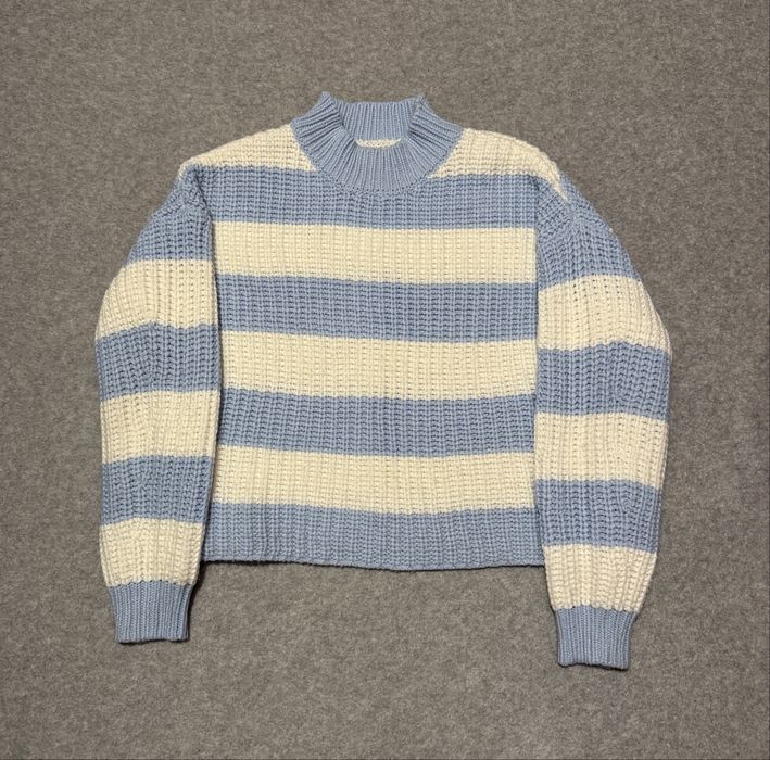 Pulover Cropp alb-bleu