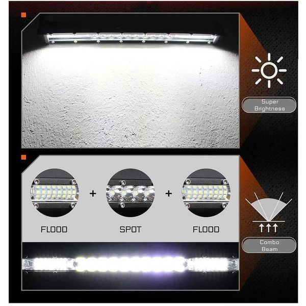 Ултра тънък диоден LED bar с комбинирана светлина, 72W, 12-24V, 27.5см