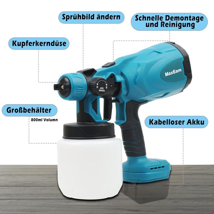Pistol electric pulverizare, Fara fir, Compatibil cu acumulatorul !