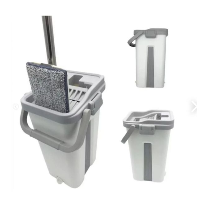 Комплект для уборки Швабра с отжимом и ведром M 2.0 (10 л) цвет серый