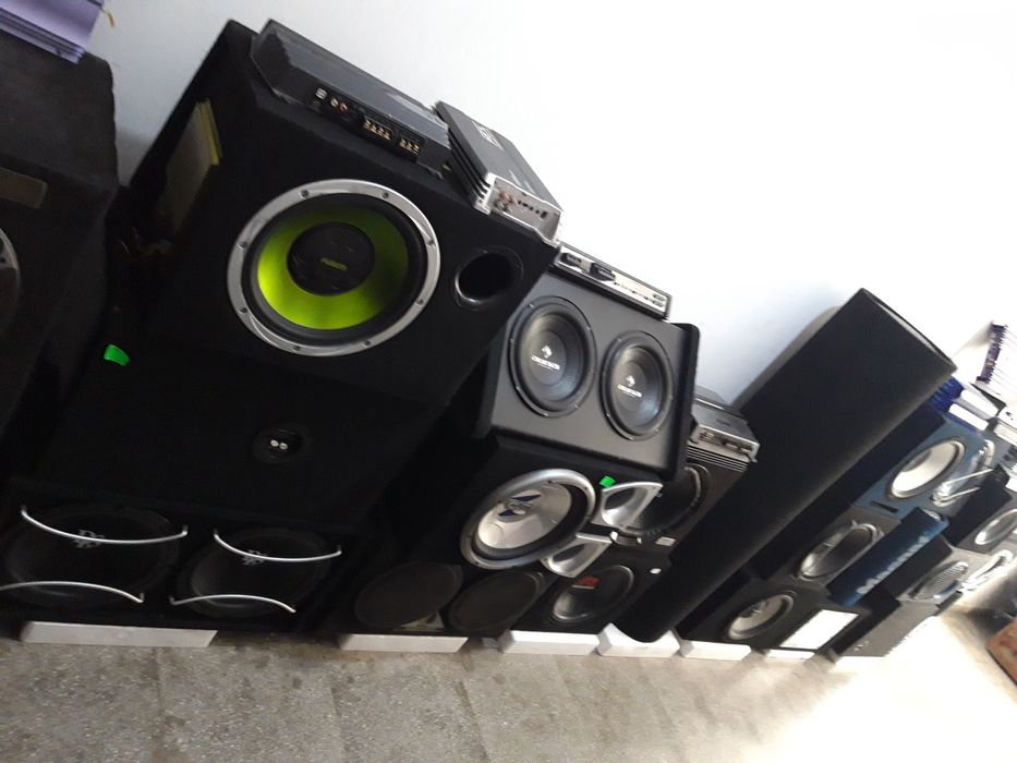 Subwoofer auto bass putere rms 2x12 dublu doua difuzoare car audio kit