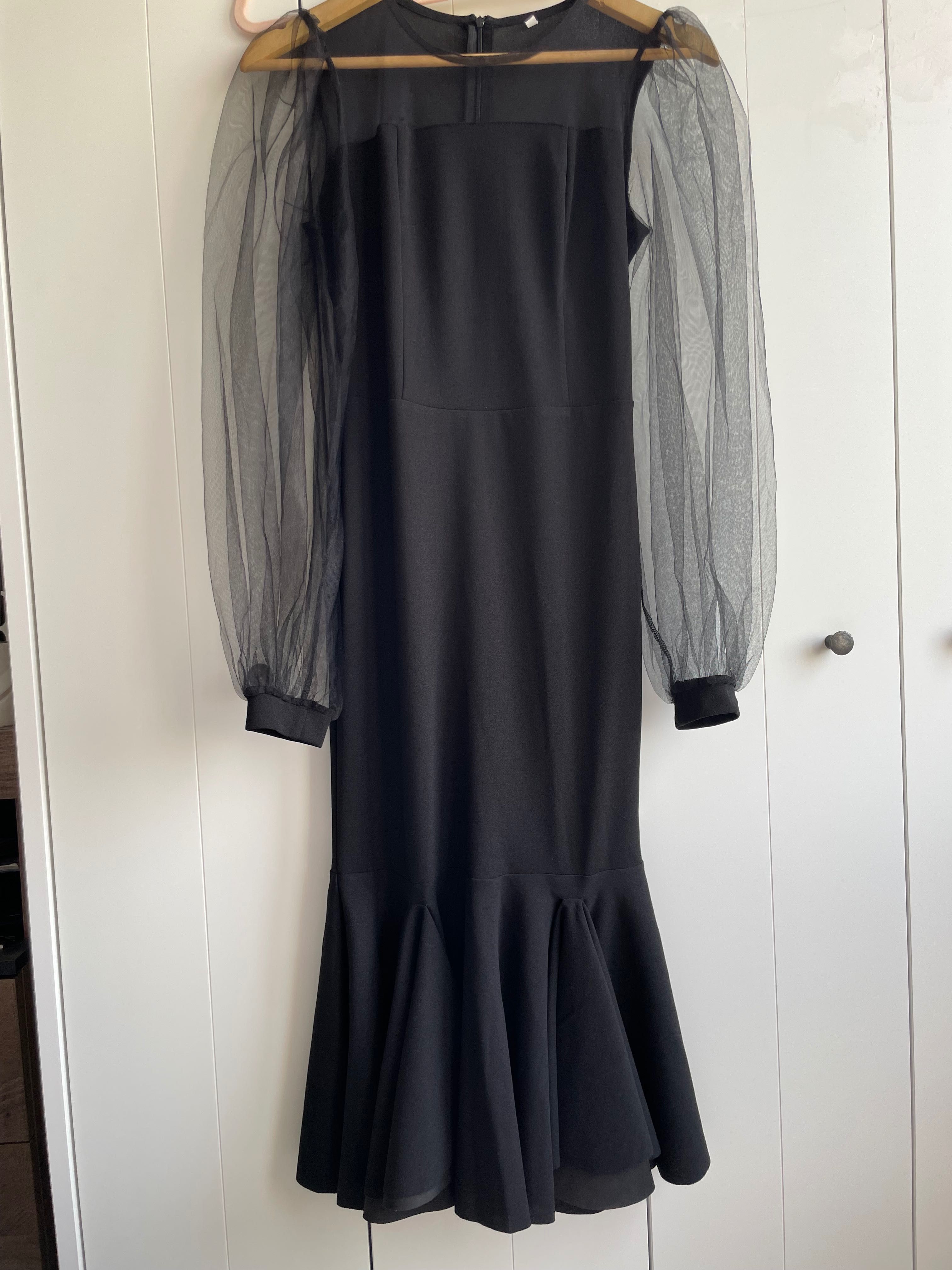 Rochie tip sirena eleganta evenimente cu maneci de tulle