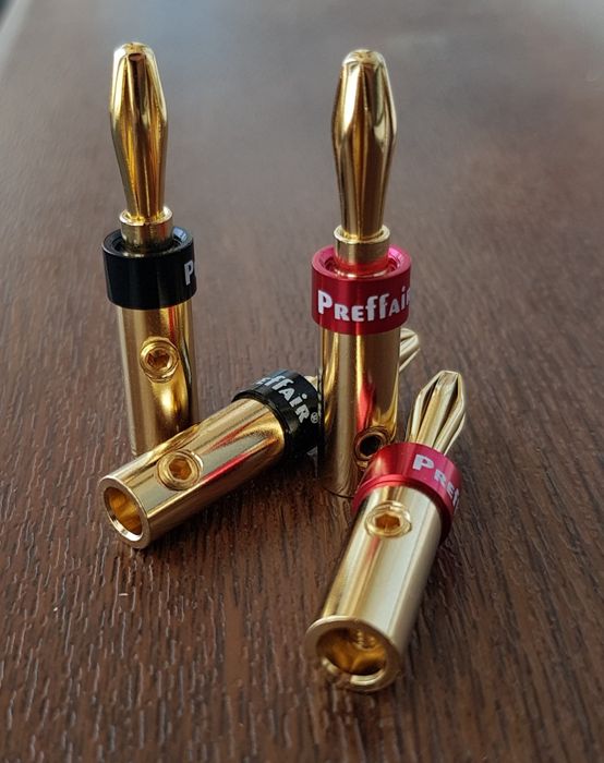 4x Mufe cabluri boxe / conectori cabluri /Banane audio Cupru + Argint