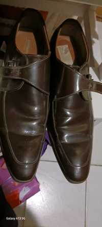 Pantofi bărbați piele naturală maro lăcuiți mărimea 44 eleganți