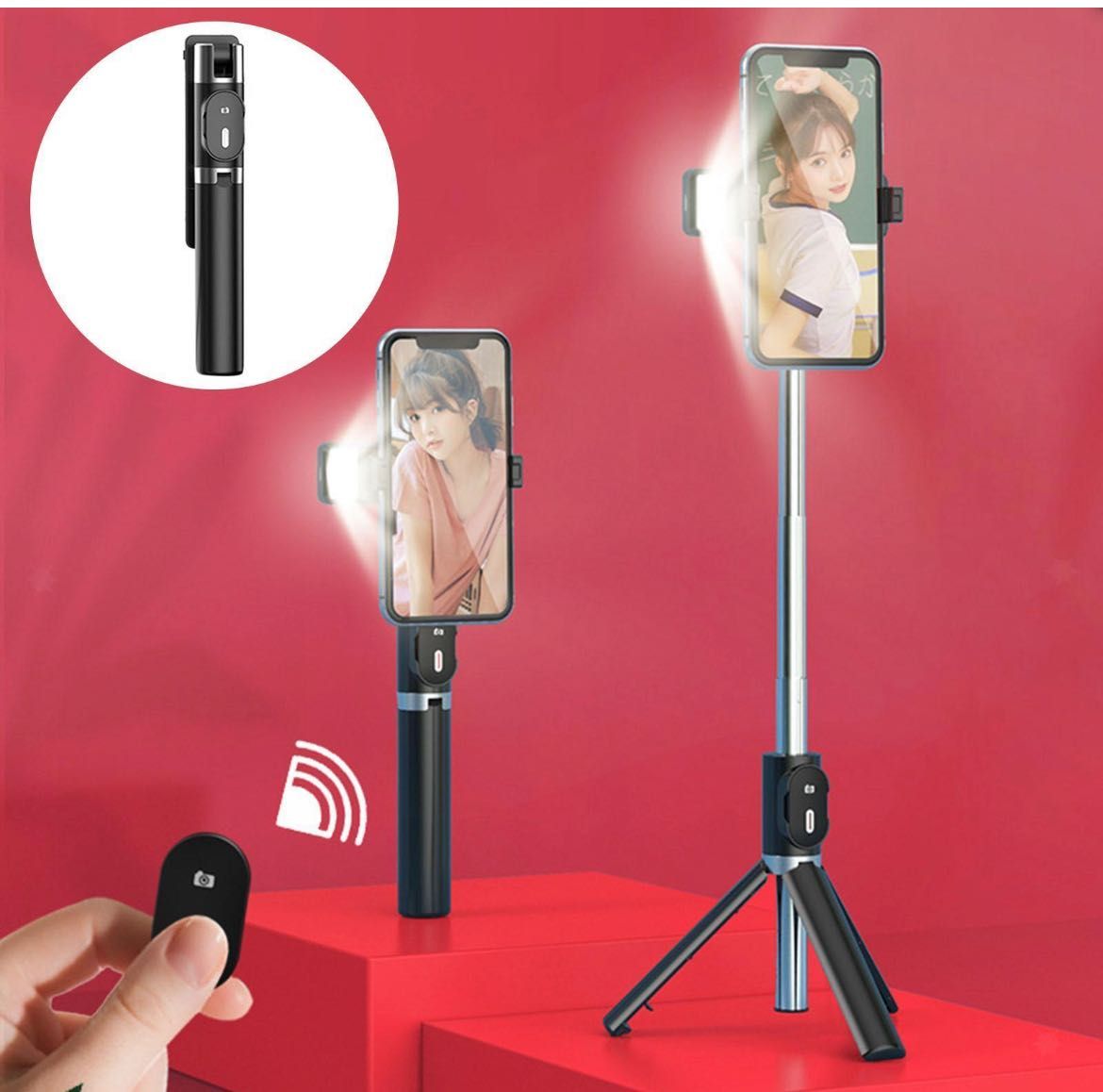 Selfie Stick Trepied Bluetooth Stand pentru Android iOS Live Stream