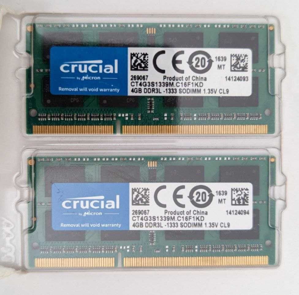 Оперативная память Crucial 8GB (4GBx2), 204-pin/SODIMM/DDR3/1333