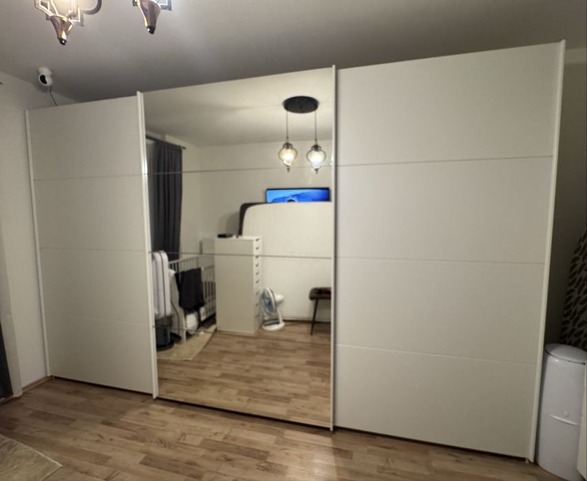 Dressing/Dulap 360/224/60 cm 3 usi culisante alb/oglinda