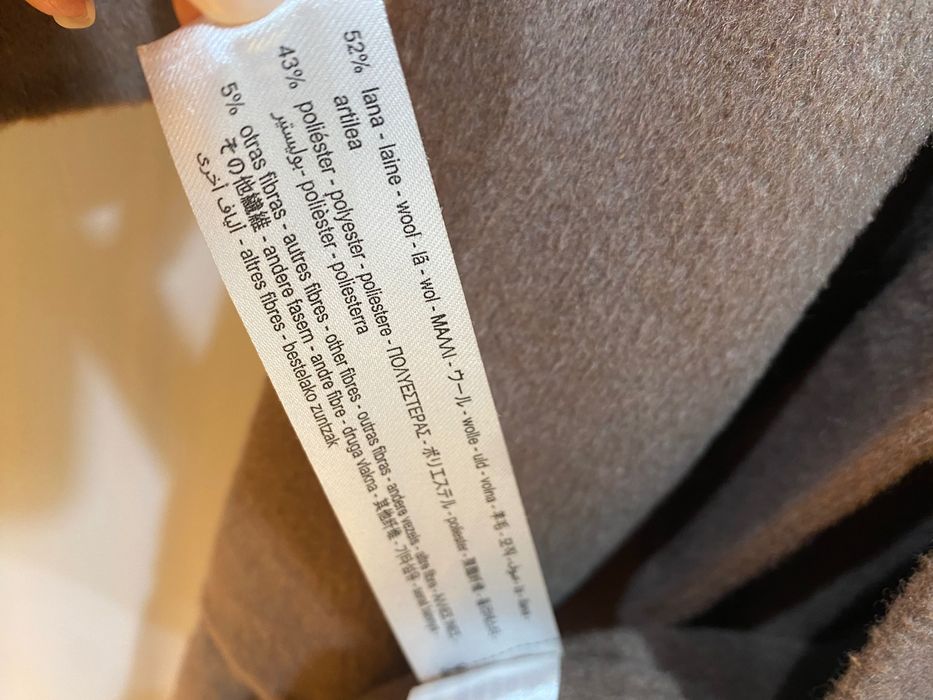 Вълнено палто тип халат Zara в тъмно бежово