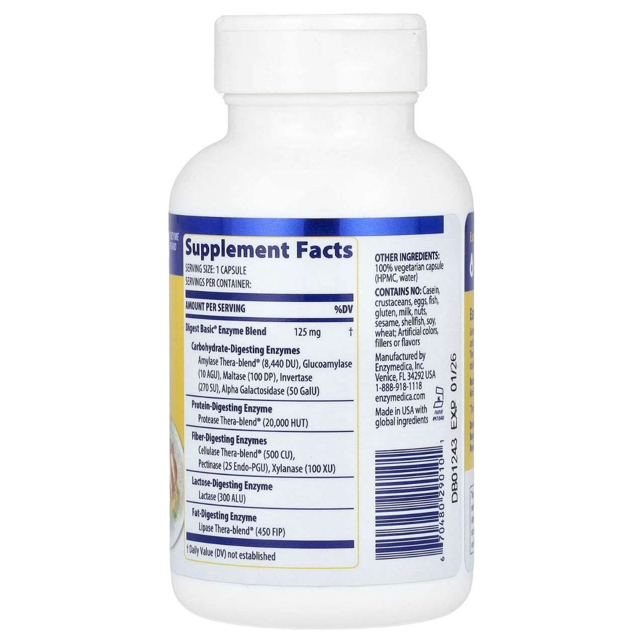 Пищеварительные ферменты Enzymedica, Digest Basic 90 таб