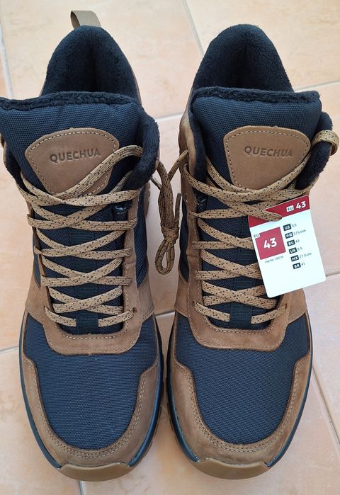 мъжки кожени туристически обувки за преходи NH500 HYBRID кафяви 43