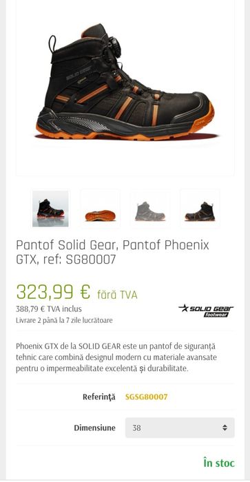 Ghete Solid Gear Phoenix Gore-Tex Boa, Vibram, pantofi cu protectie 38