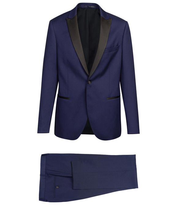 costum mire slim Bigotti bleumarin/ albastru slim 100% lana ca nou