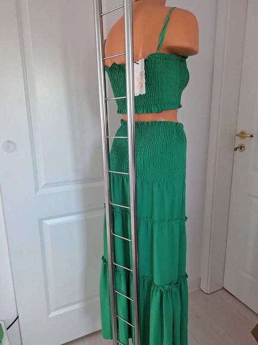 Set top cu fusta, verde, de vara noi