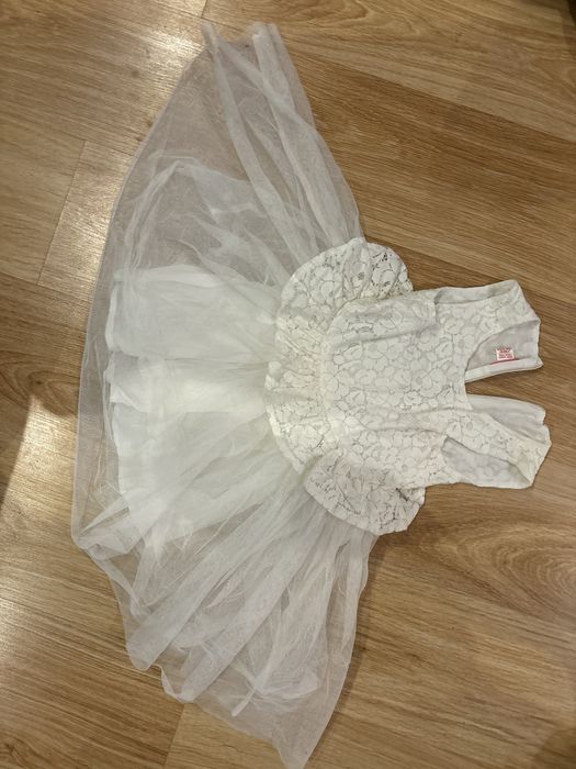 Детска официална бяла рокля