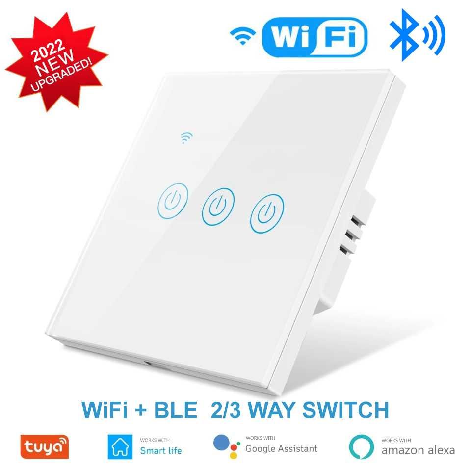 Intrerupator WiFi+BLE TUYA panou sticla cu/fara nul, cap scara