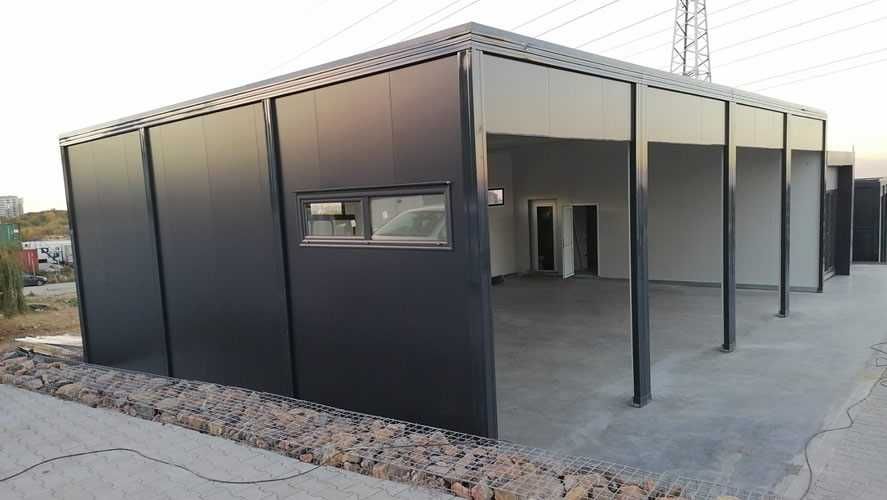 Casa modulara și garaje auto din structura metalica si panou sandwich