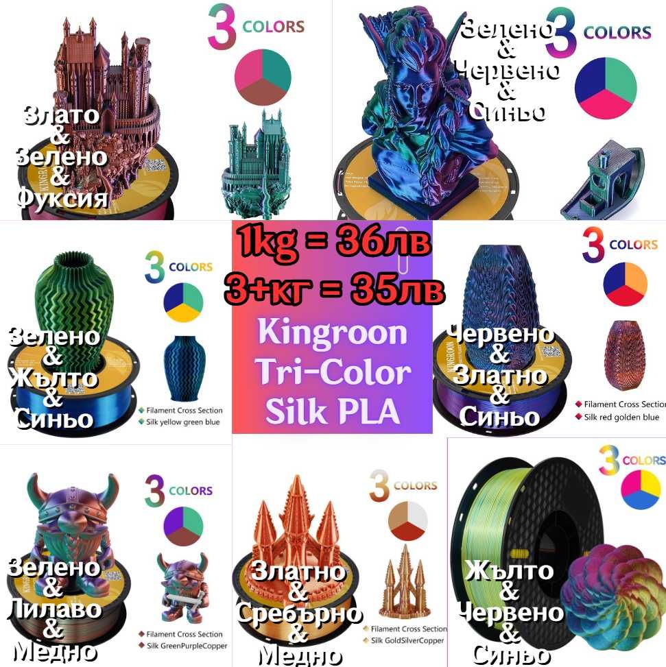 Filament филамент Нишка за 3D принтер Printer PLA PETG ABS PA6-CF TPU