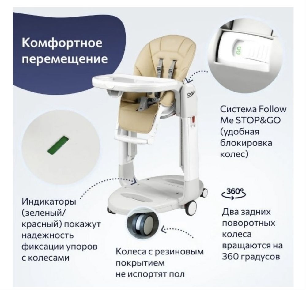 Детский стульчик Peg-Perego Tatamia Follow Me (бежевый) – 3 в 1!