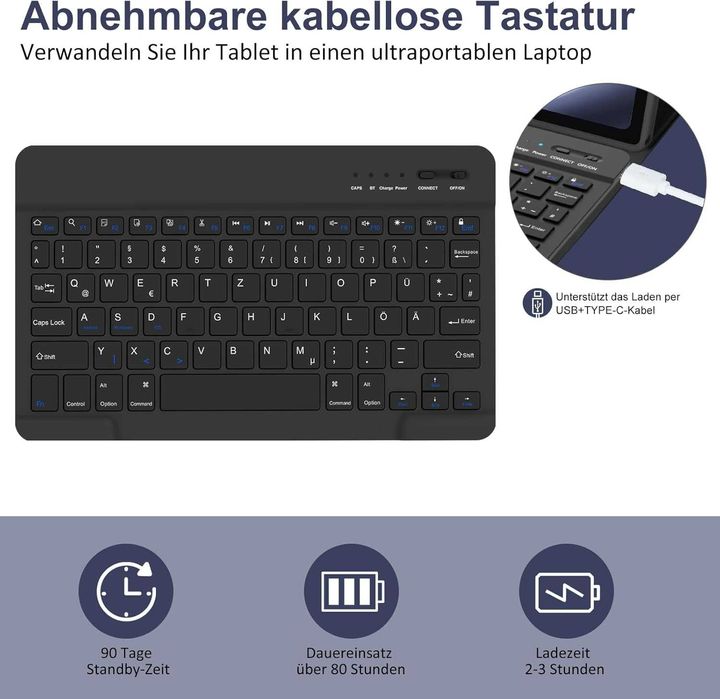Кейс с клавиатура HOTLIFE за Samsung Galaxy Tab А9+ 11 инча 2023