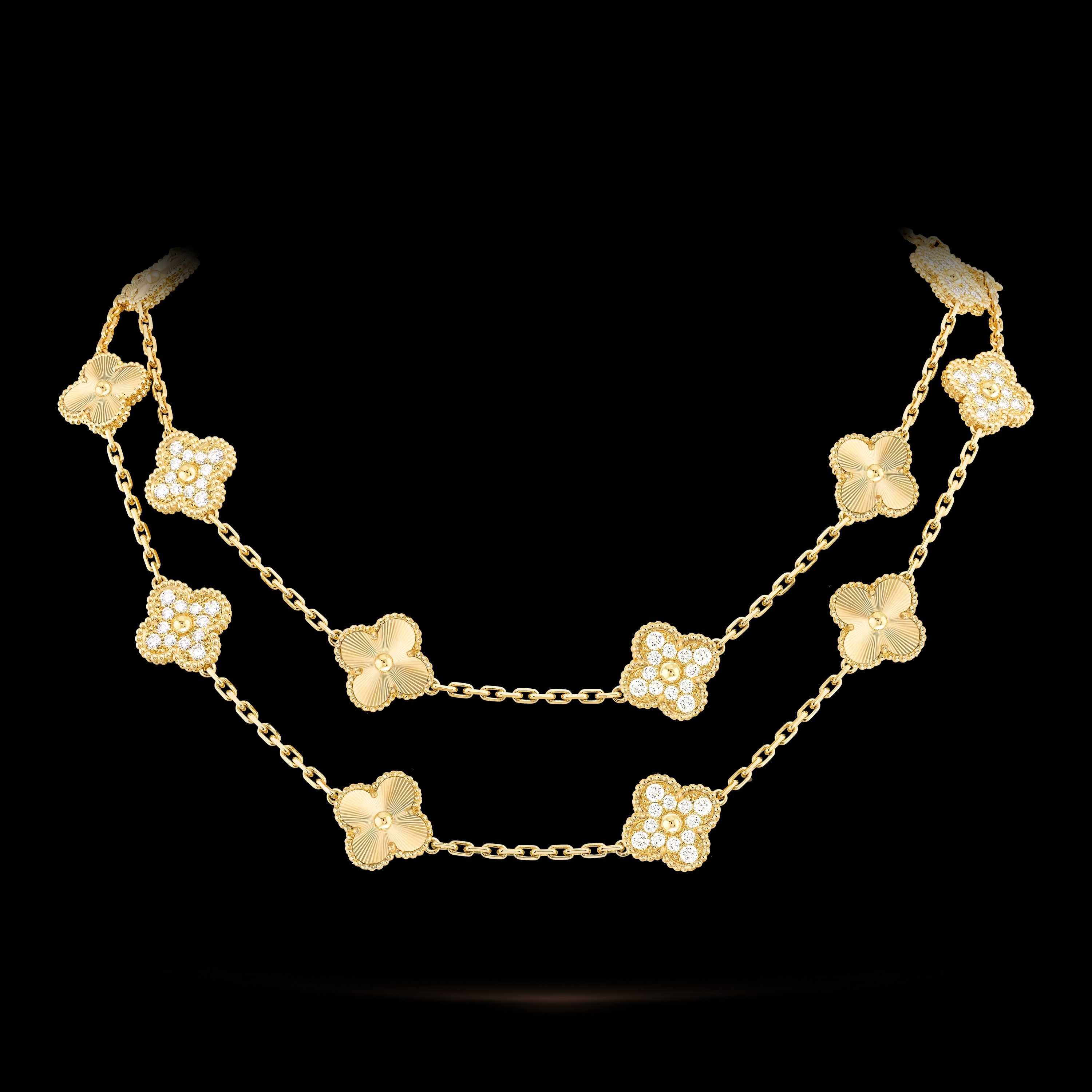 Van Cleef & Arpels VCA Gold & Diamond Alhambra 20 Motifs Дамско Колие