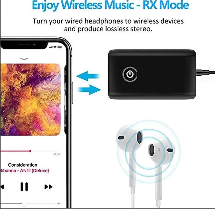 2-в-1 Безжичен аудио предавател и приемник (Bluetooth трансивър)
