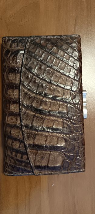 Дамски винтидж портфейл естествена кожа крокодил