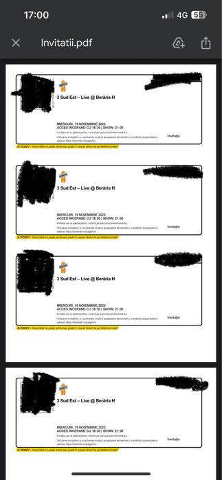 4 bilete la 3 Sud Est