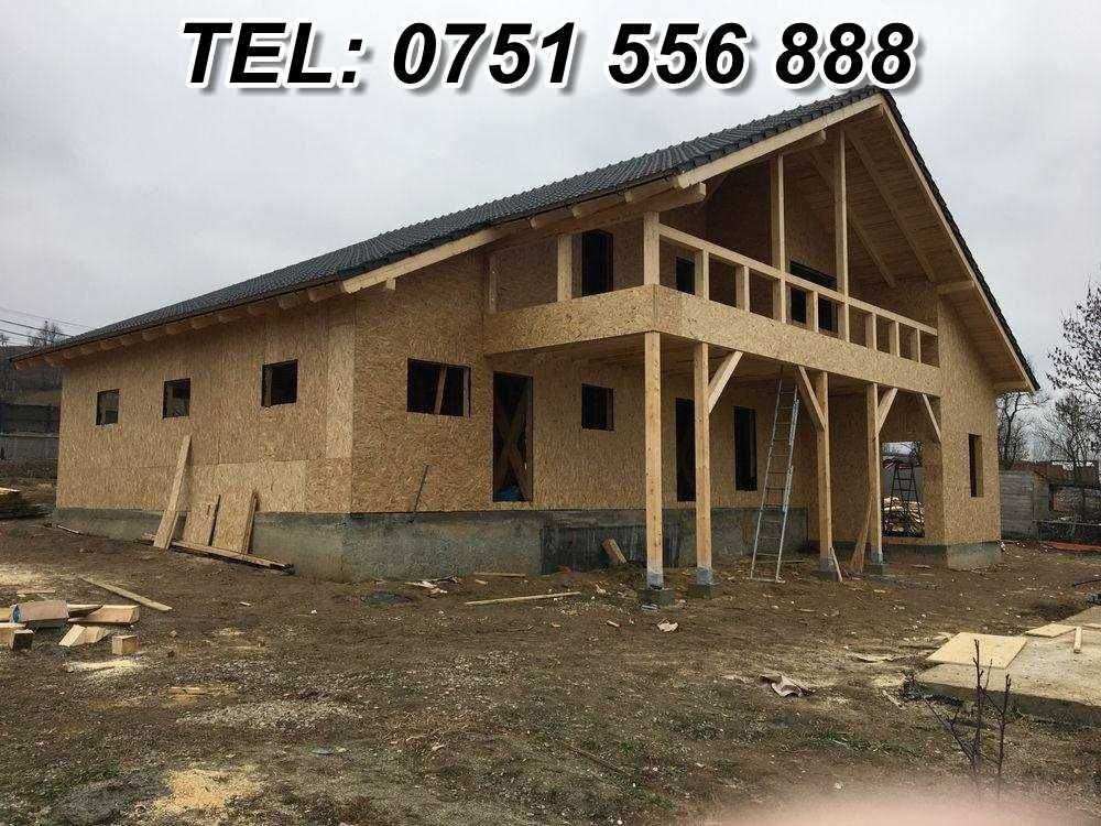 Casa din structura de lemn si cabane A-Frame