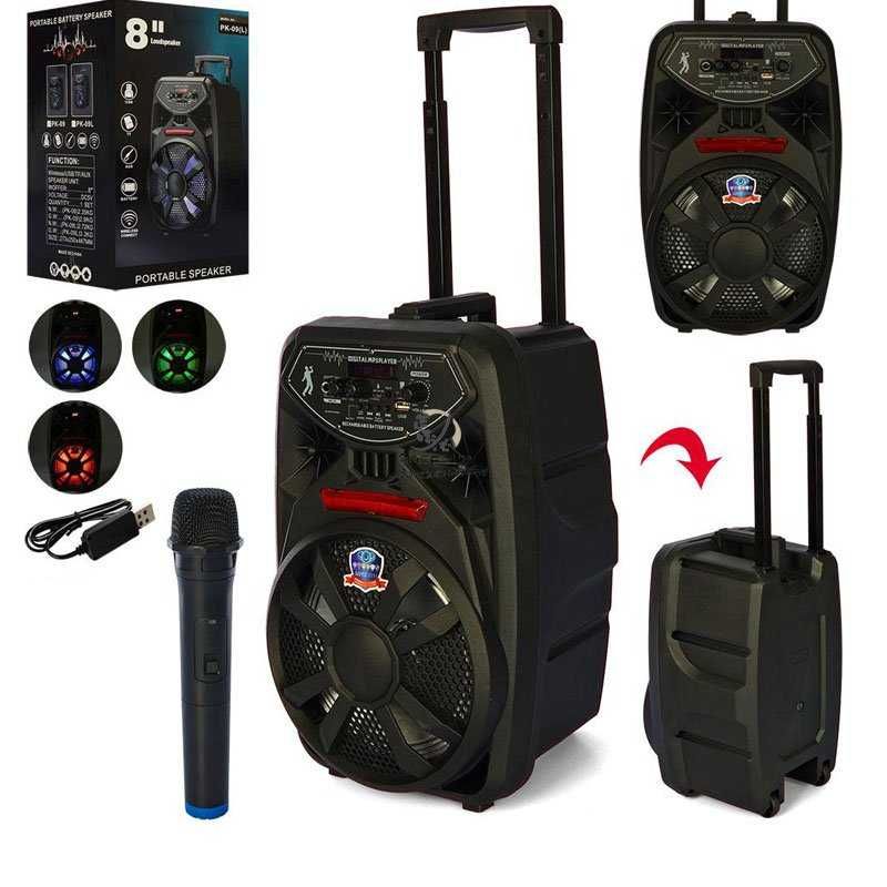 8'' Караоке тонколона с Bluetooth PK-09 L + безжичен микрофон