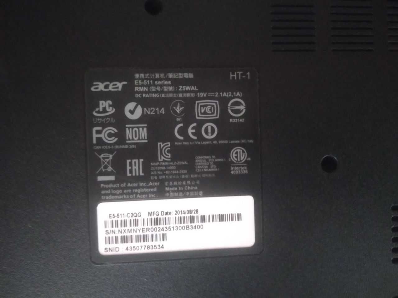 Noutbuk Acer Aspire Intel N2930  sotiladi !!!