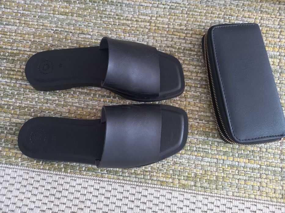 Șlapi moderni dama Reserved +portofel nou cadou