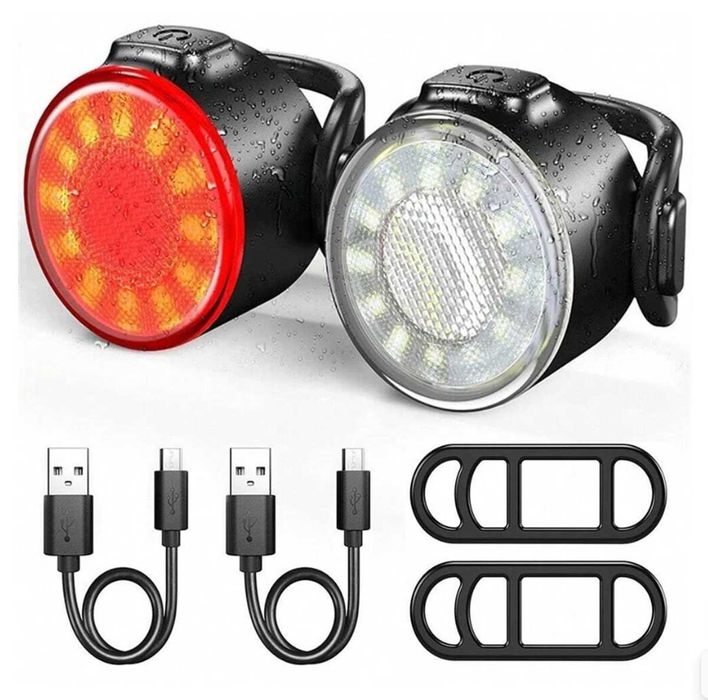 Комплект LED Фар и Стоп за велосипед с USB зареждане.