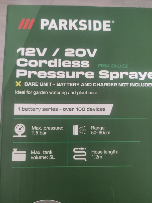 Pompa electrica de stropit 12 20 V Parkside pe acumulatori