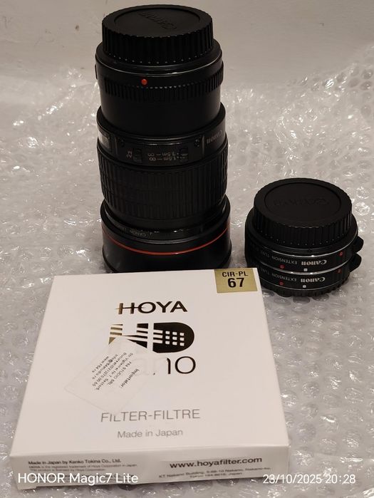 Canon ef 200mm f2. 8 mk1 + filtru  HOYA HD  circ.pol. + 2 x 12ii macro