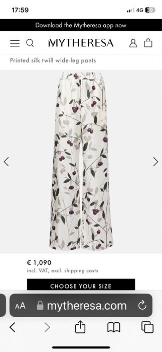 Pantaloni originali Stella McCartney din matase naturala