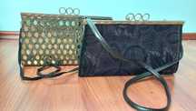 Geanta dama, ocazie, tip plic, negru auriu, - 2 genti model deosebit