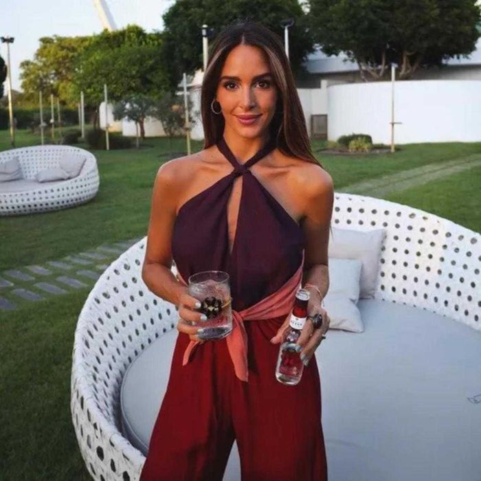 Zara 90 EUR  salopeta palazzo spate gol multicolor mov burgundy